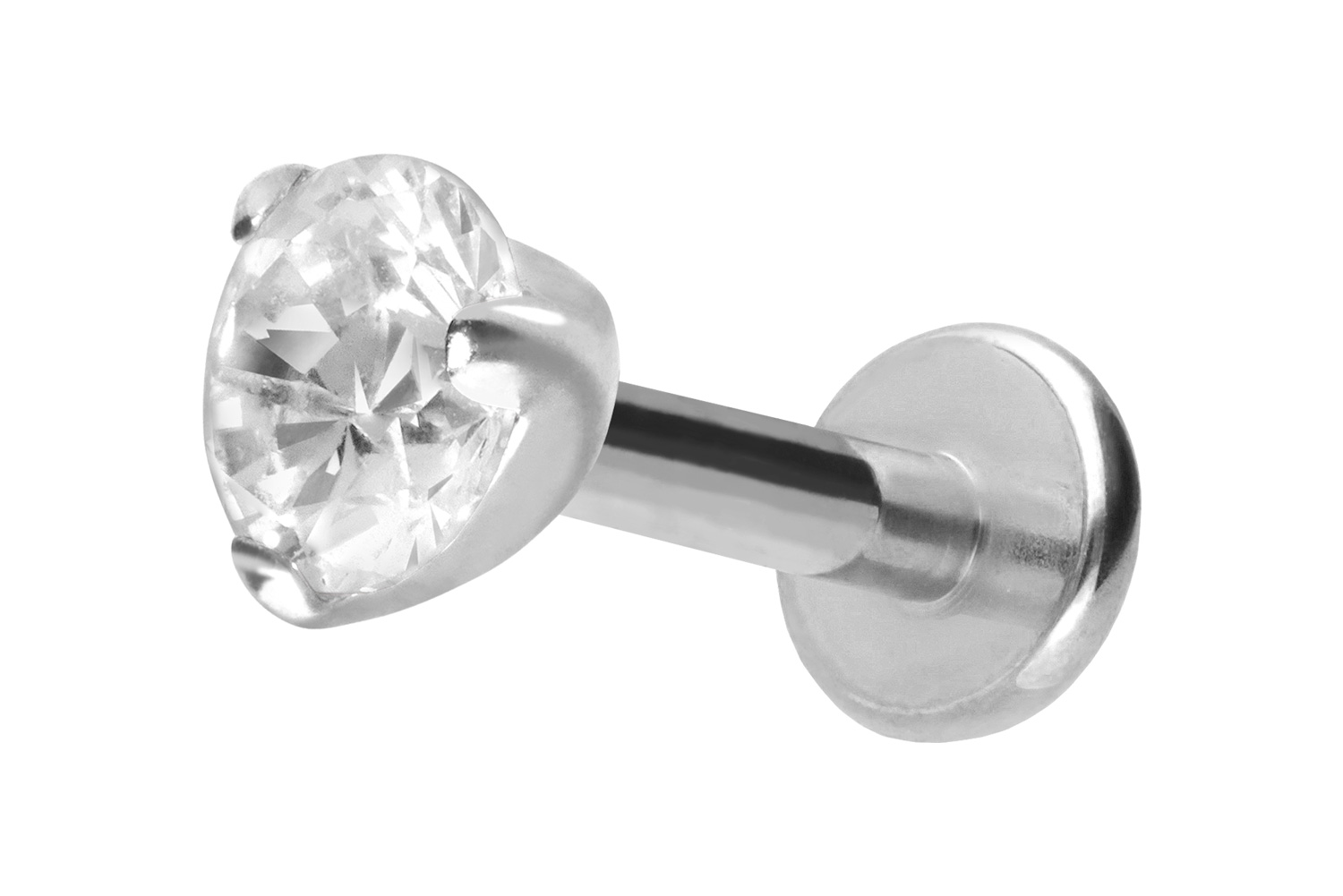 Titan Labret Piercing mit Innengewinde EINGEFASSTER KRISTALL